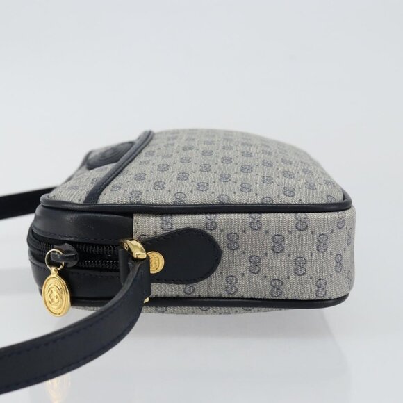 GUCCI Micro GG Supreme Shoulder Bag PVC Navy Gold - Picture 5 of 15